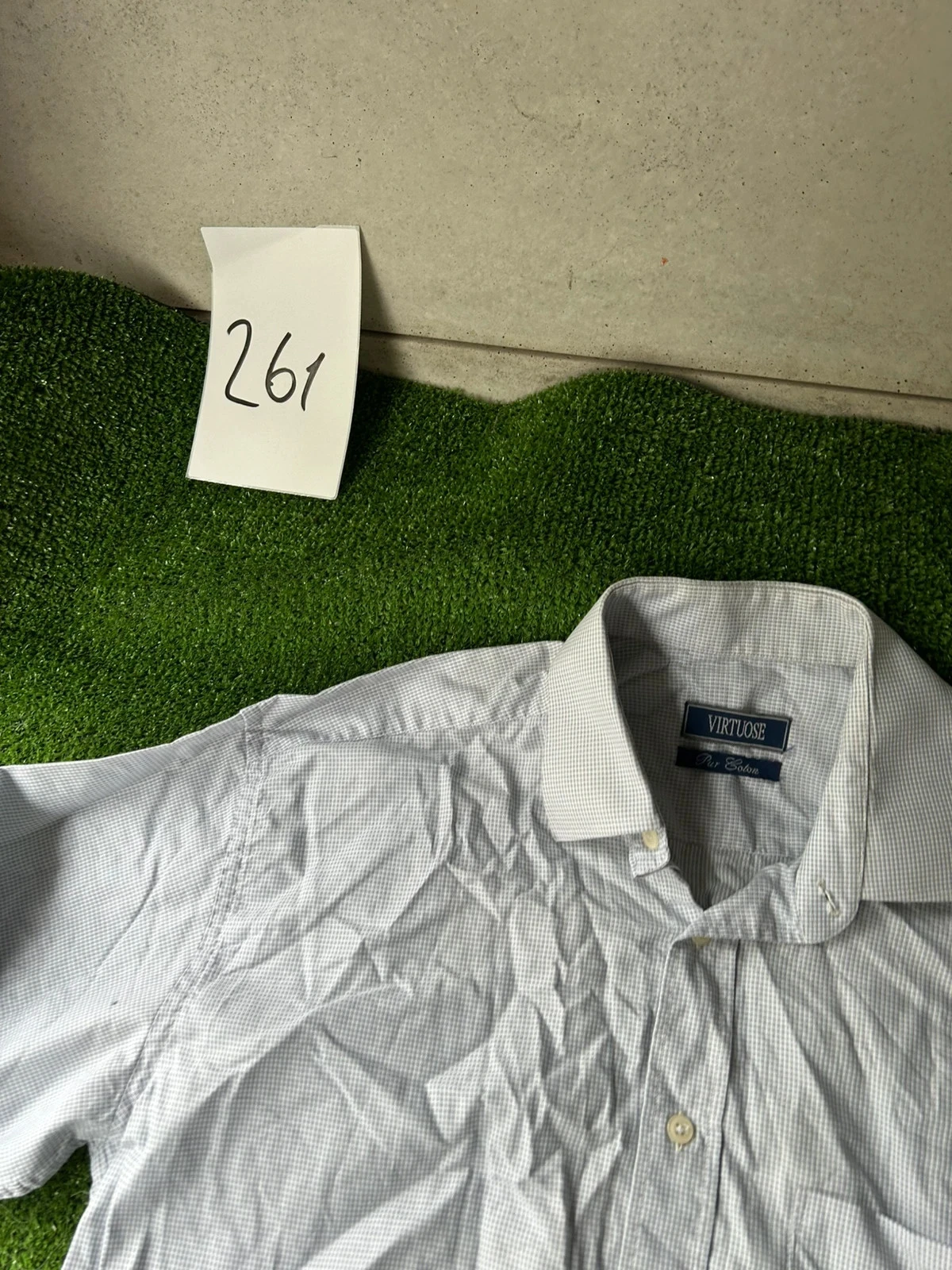 Geruit hemd wit grijs virtuose pur Cotton maat 3 (39/40) – photo 5